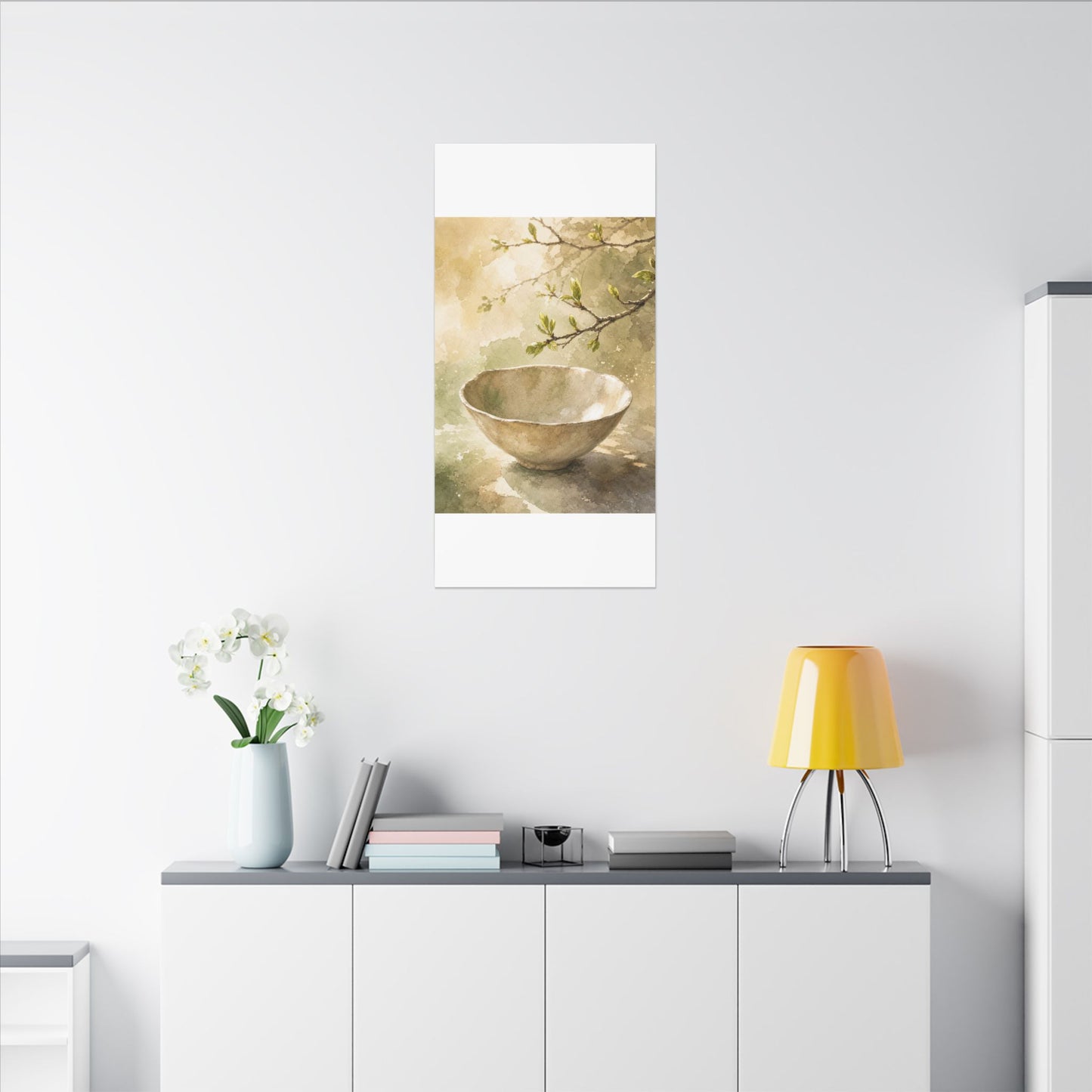 Warm Ceramic Bowl Canvas Art - Watercolor Japandi