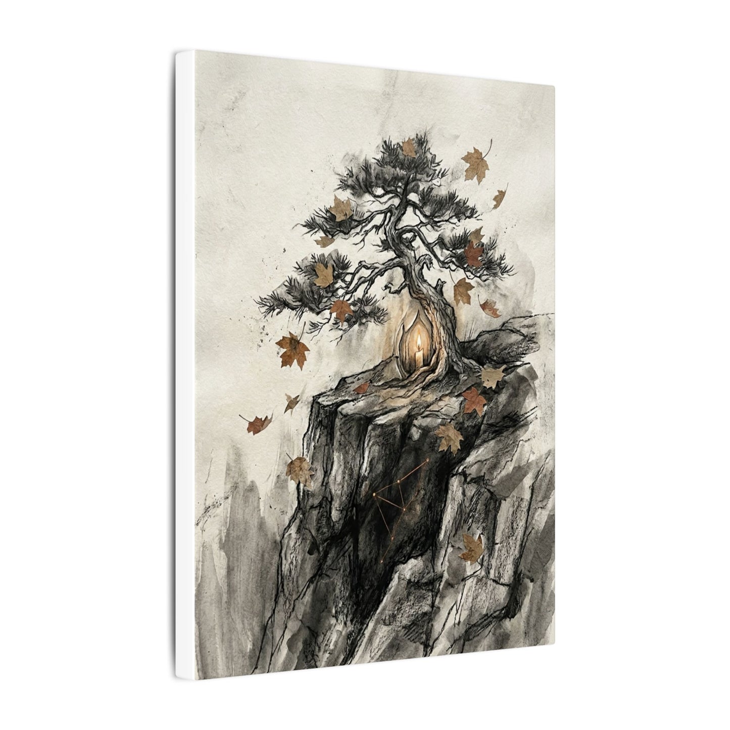 Pine Tree Autumn Canvas Art | Japandi Earthy Design