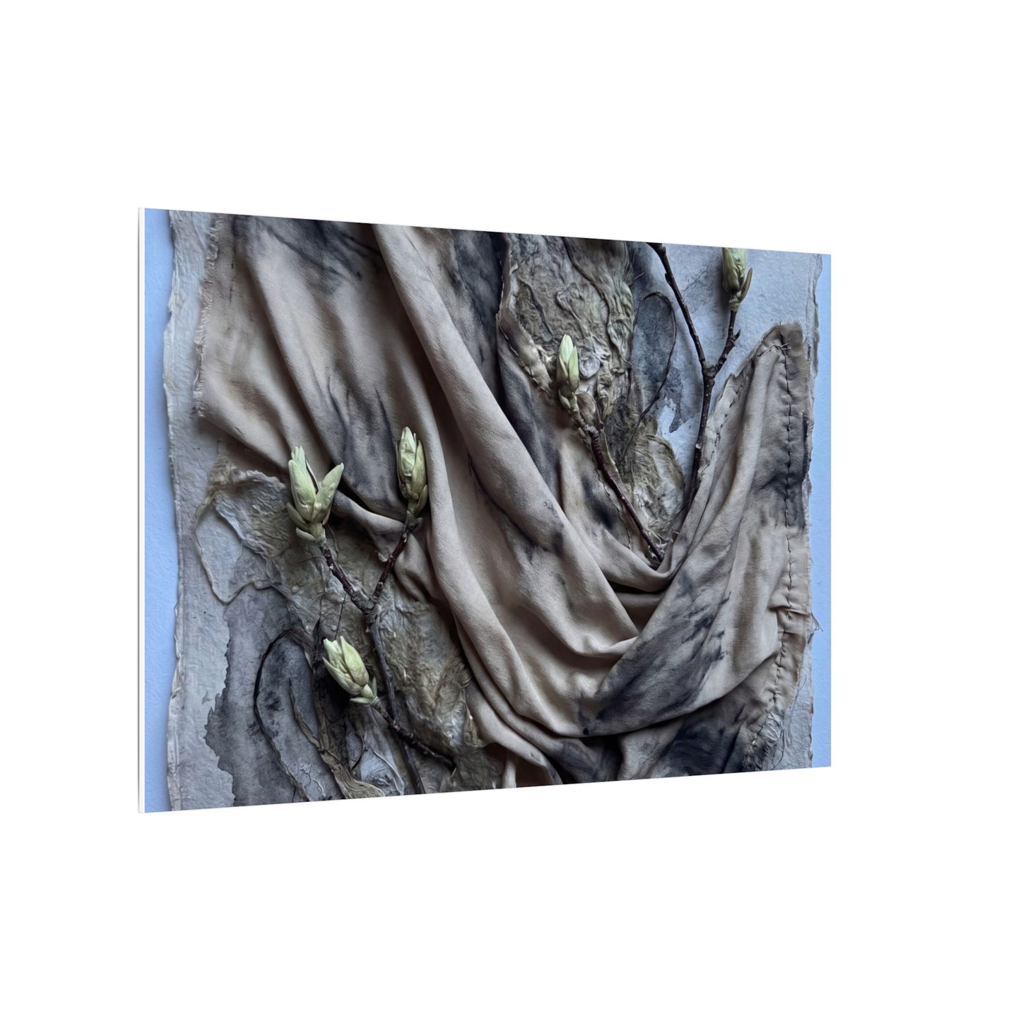 Japandi Silk Drape in Moonlight | Texture Canvas Art