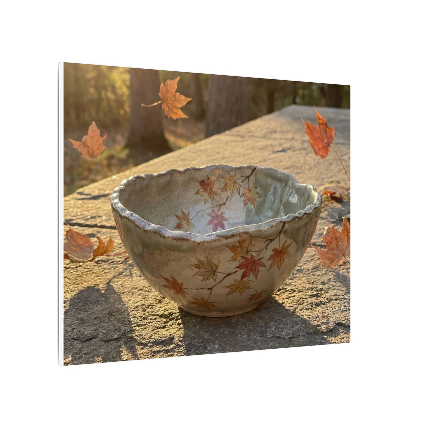 Japandi Ceramic Bowl in Golden Hour | Japanese Pattern Canvas Art