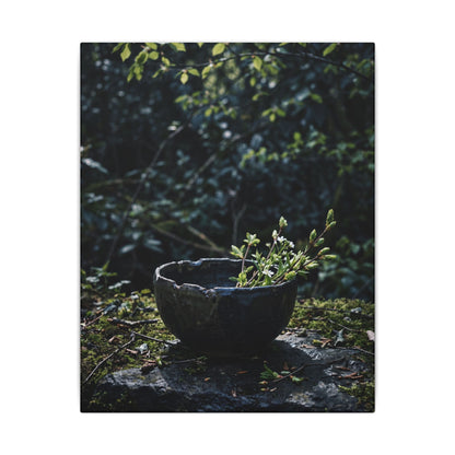 Dappled Ceramic Bowl Canvas Art - Dark Japandi Datsuzoku