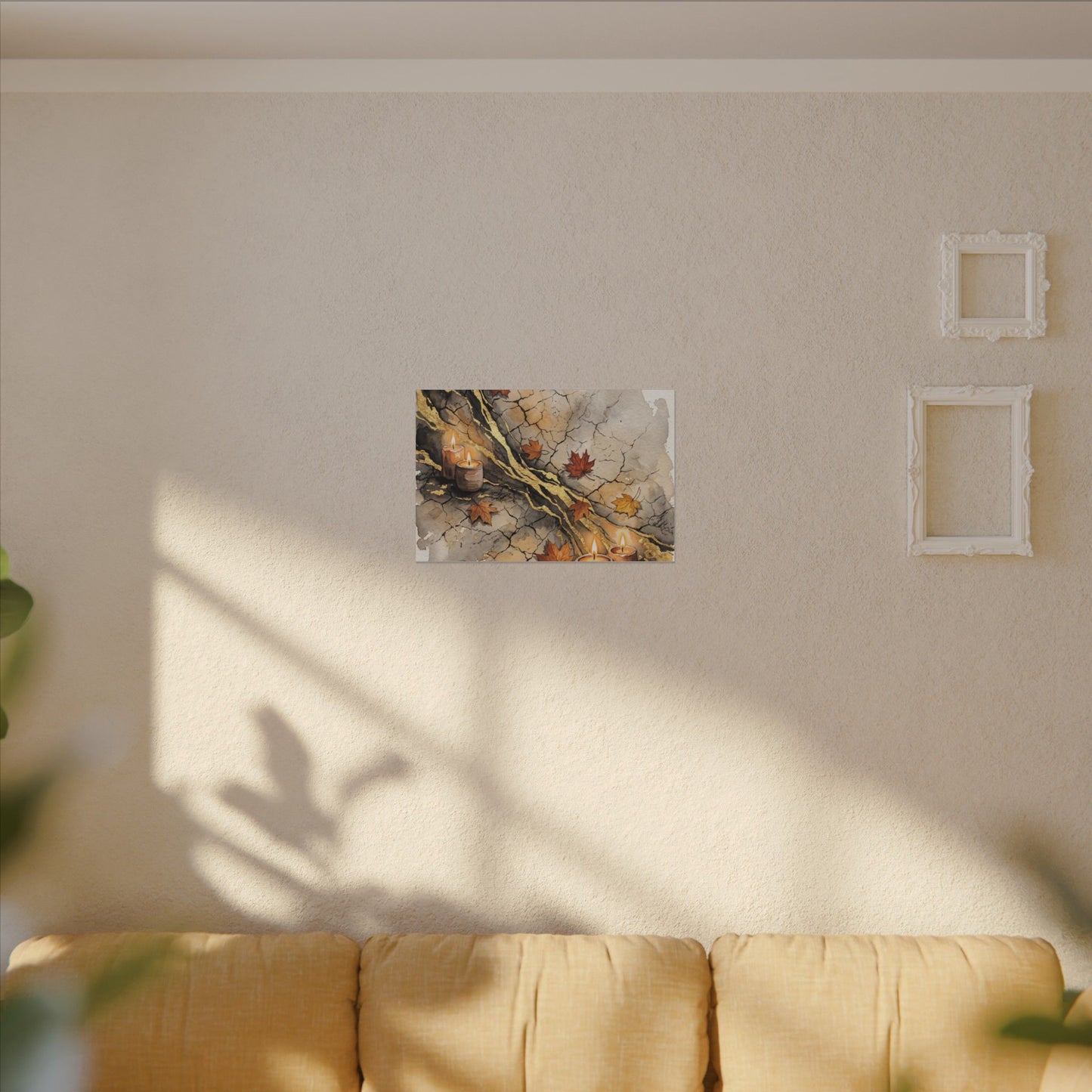 Cracked Earth Autumn Canvas Art | Japandi Warm Design