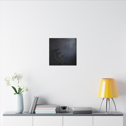 Dried Flowers Spring Canvas Art | Dark Japandi Moody Design