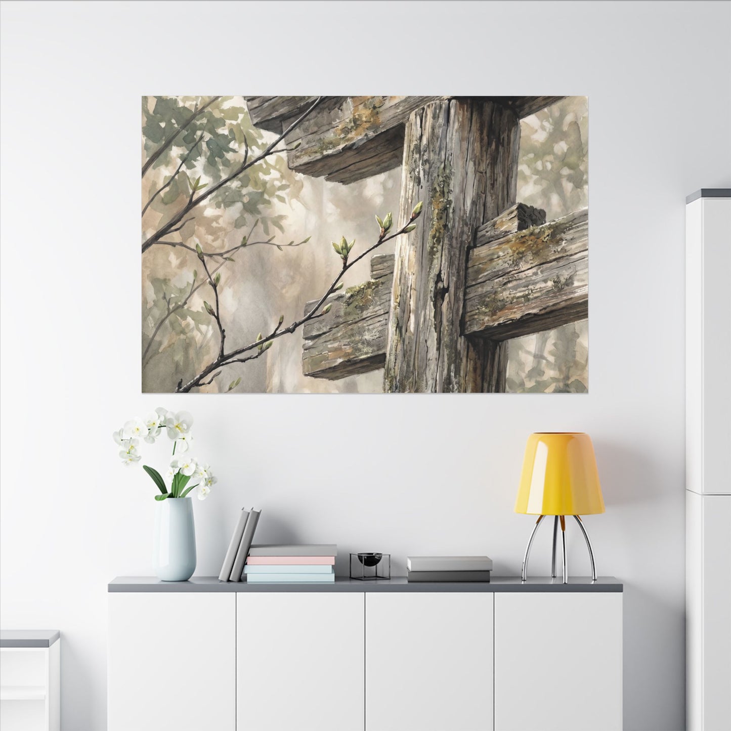 Torii Gate Spring Canvas Art | Japandi Neutral Design
