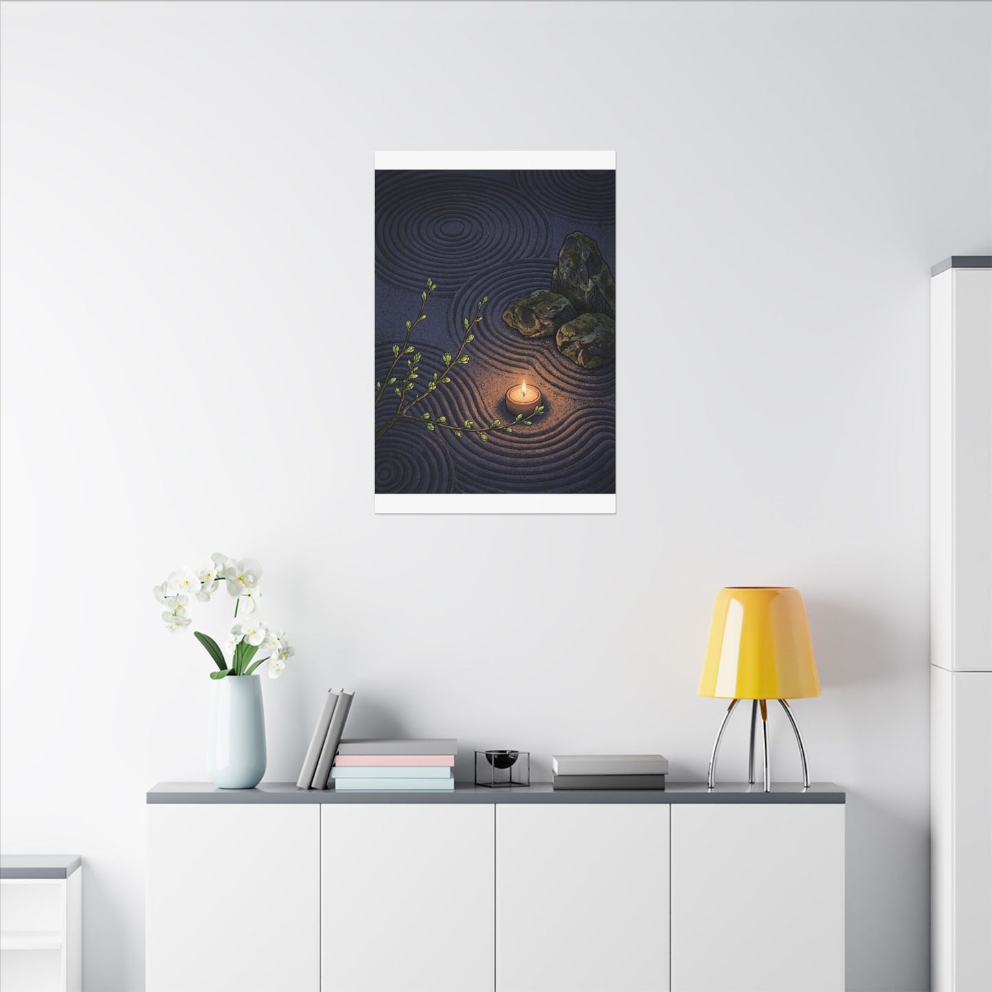 Mono No Aware Rock Garden Canvas Art - Zen Ukiyo E Inspired