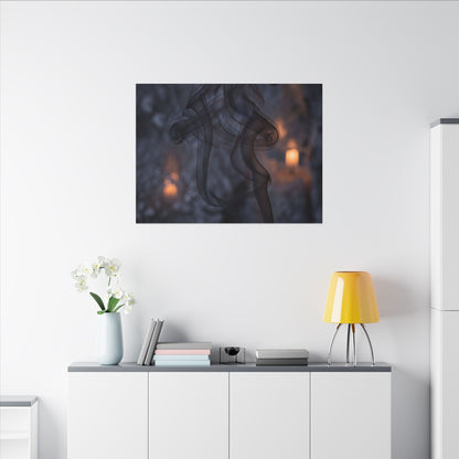 Incense Smoke Winter Canvas Art | Dark Japandi Sophisticated Design