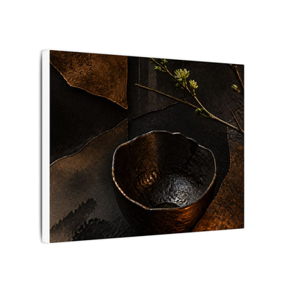 Atmospheric Ceramic Bowl Canvas Art - Shadow Zen Dark Japandi