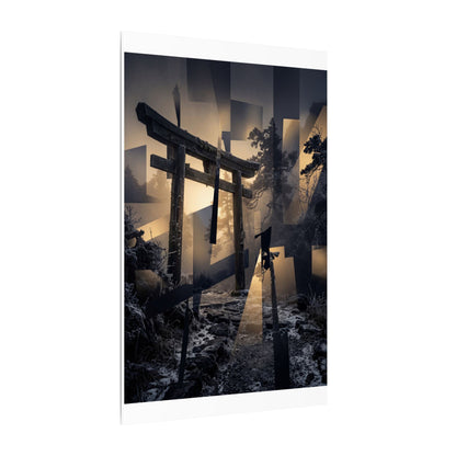 Winter Torii Gate Moody Minimal Canvas Art | Bold Decor