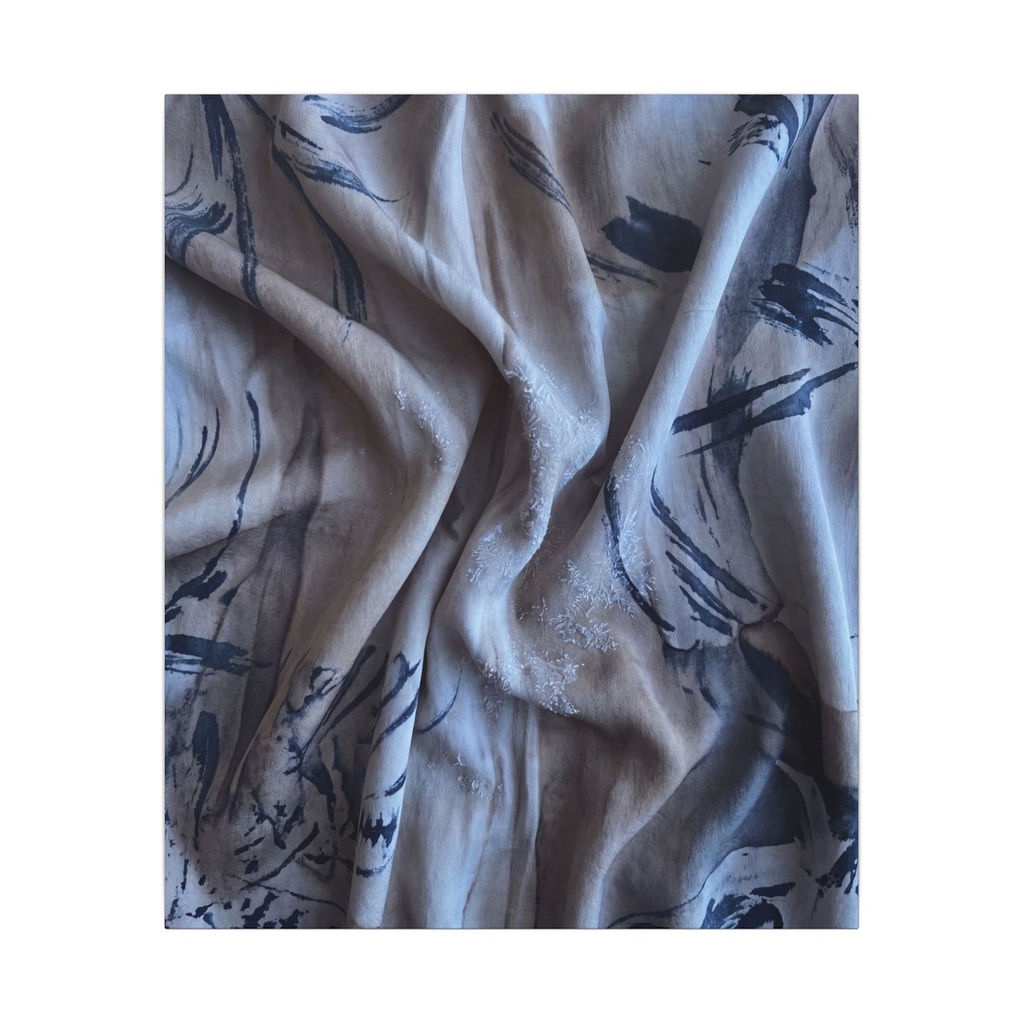 Silk Drape Winter Canvas Art | Japandi Earthy Design