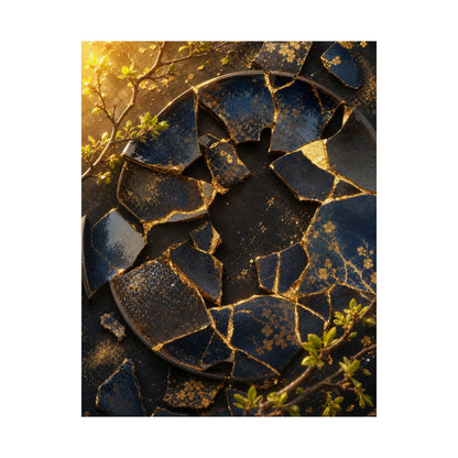 Broken Pottery Gold Repair Wall Art Print | Resilient Kintsugi Art
