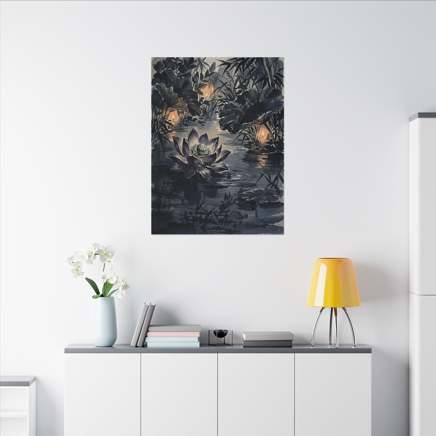 Fukinsei Lotus Flower Canvas Art - Zen Sumi E