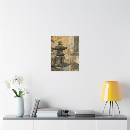 Elegant Stone Lantern Canvas Art - Texture Japandi