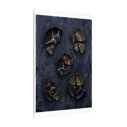 Broken Pottery Canvas Art | Winter Dark Japandi Shadow Zen Art