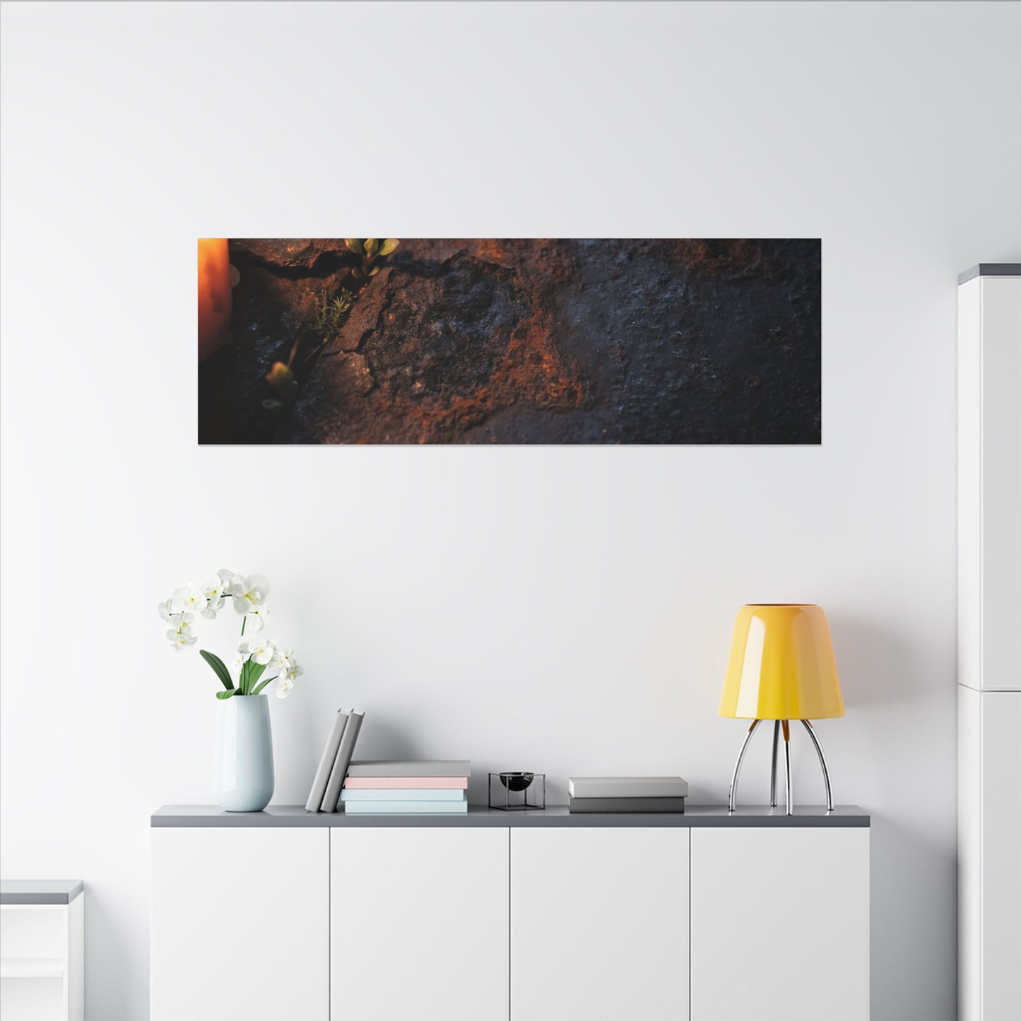 Candlelight Rust Patina Canvas Art - Dark Japandi Ma