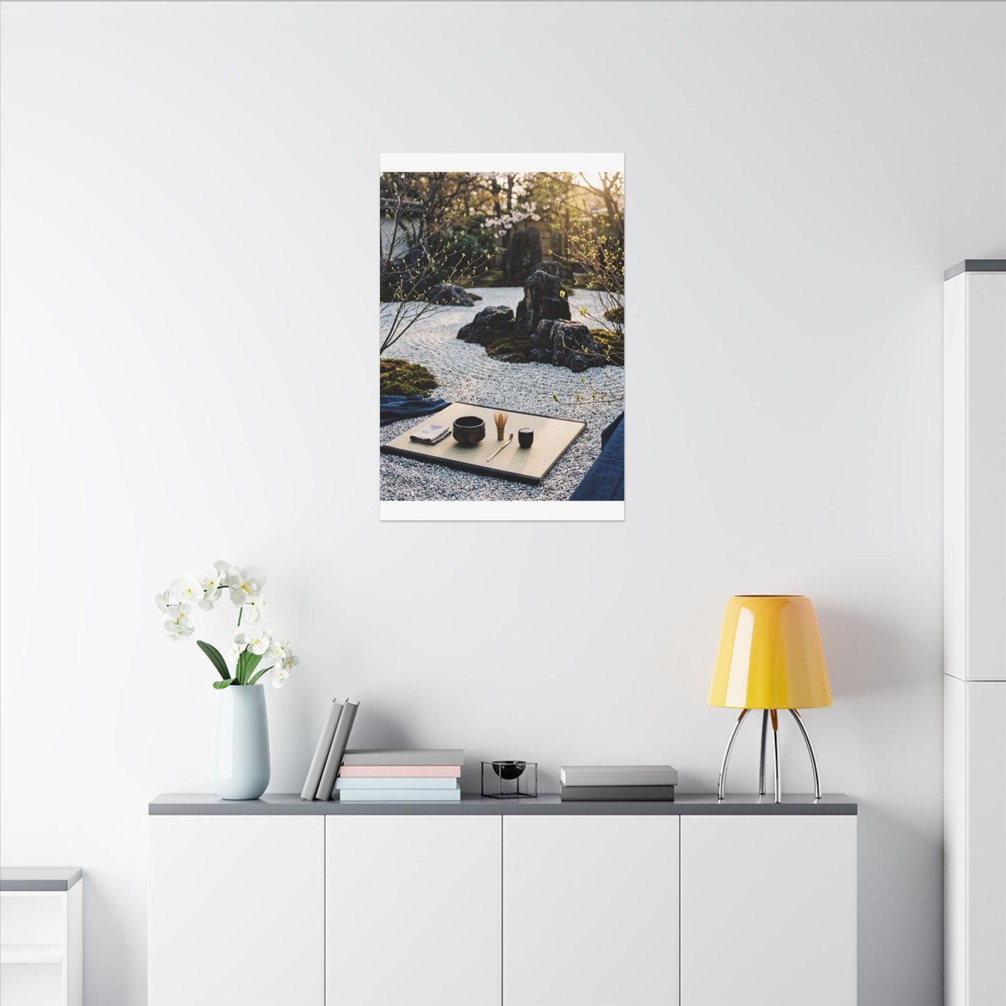 Zen Tea Ceremony in Golden Hour | Karesansui Canvas Art