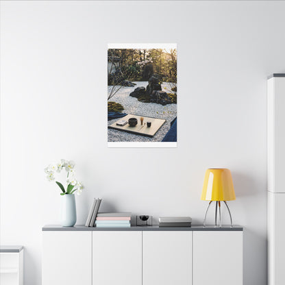 Zen Tea Ceremony in Golden Hour | Karesansui Canvas Art