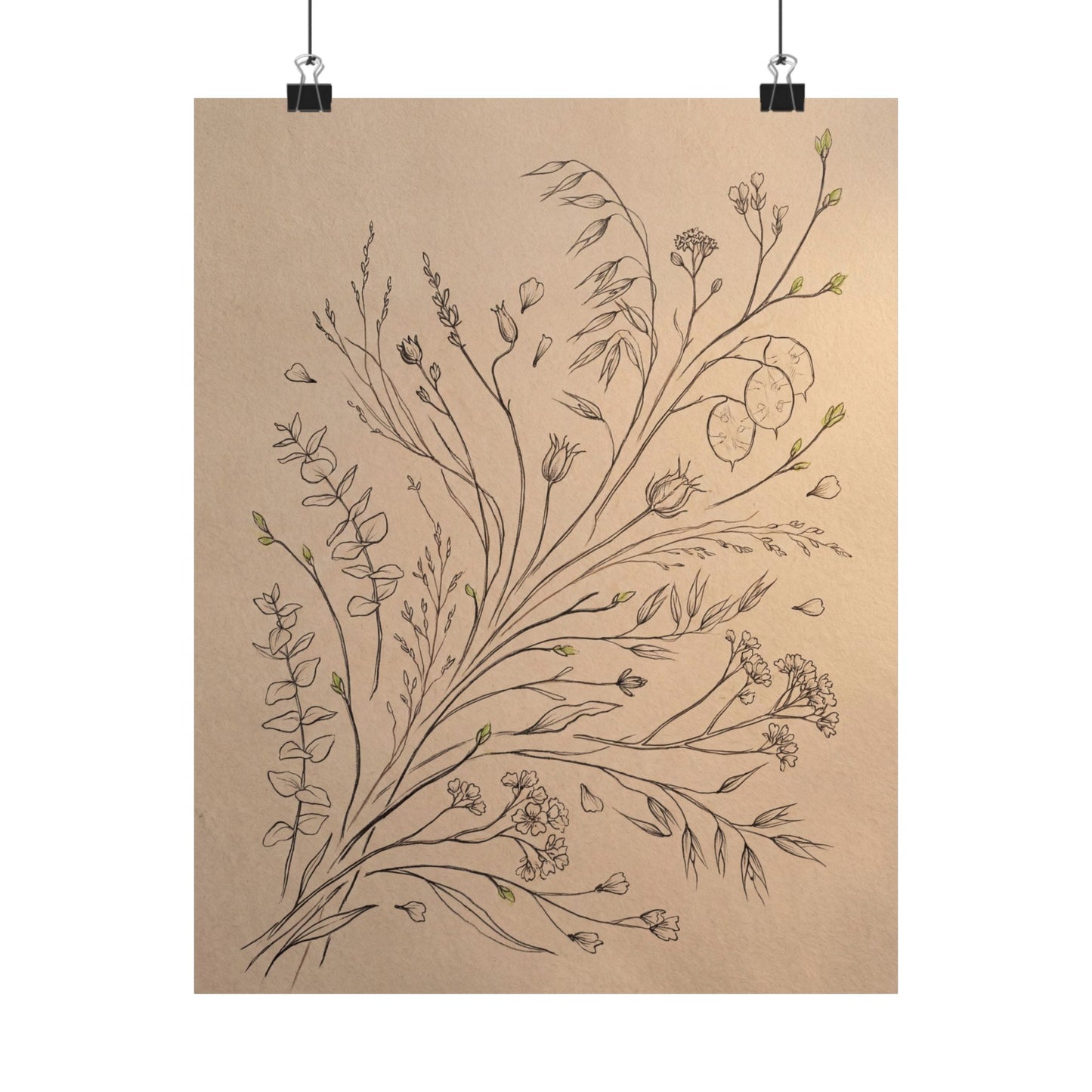Golden Hour Dried Flowers Wall Art Print - Japandi Seijaku Art Print