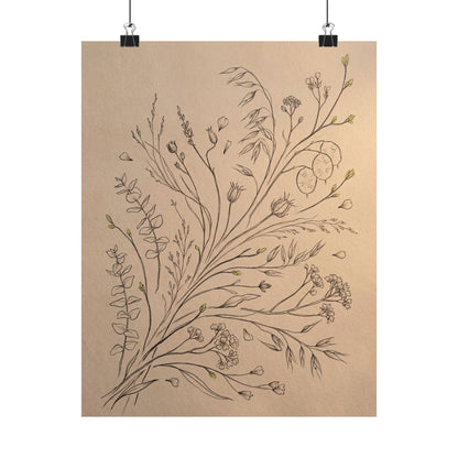 Golden Hour Dried Flowers Wall Art Print - Japandi Seijaku Art Print