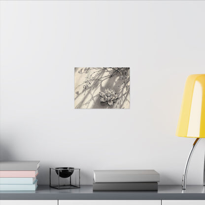 Winter Lotus Flower Sumi E Canvas Art | Contemplative Decor