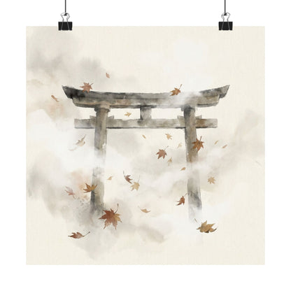 Calm Torii Gate Wall Art Print - Sumi E Zen