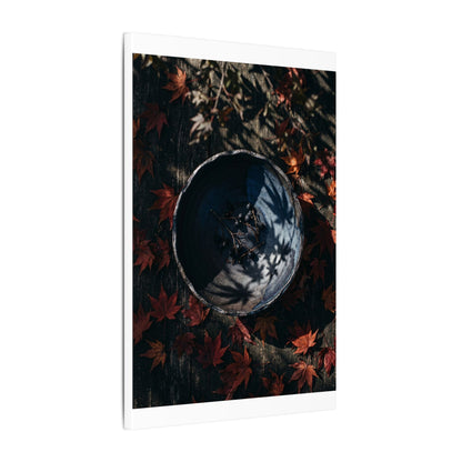 Autumn Ceramic Bowl Shadow Zen Canvas Art | Bold Decor