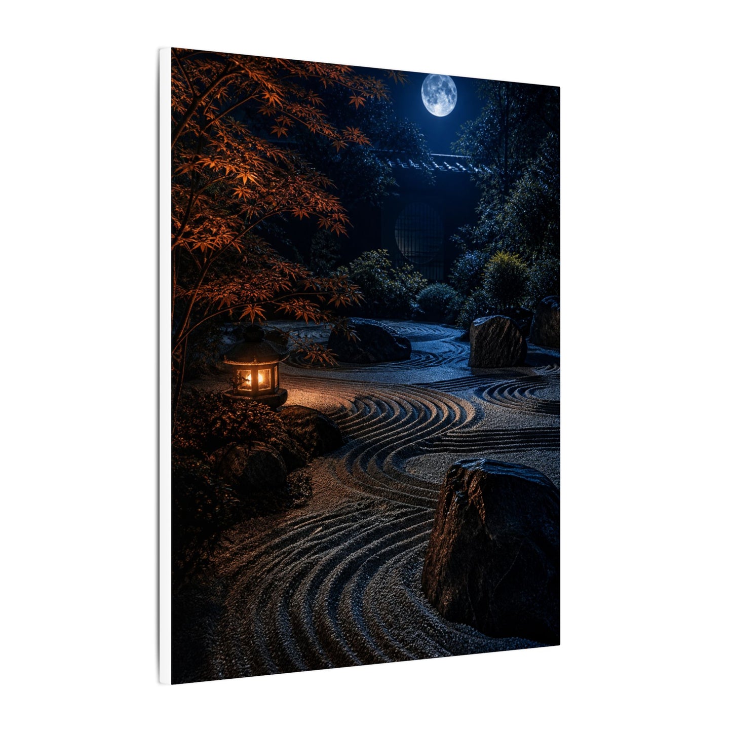 Summer Rock Garden Shadow Zen Canvas Art | Moody Decor