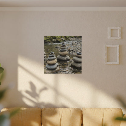 Zen River Stones in Dawn | Karesansui Canvas Art