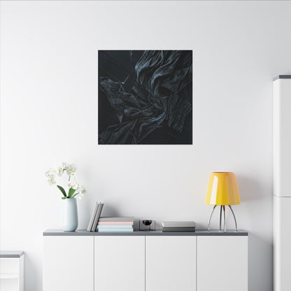Dark Japandi Silk Drape in Moonlight | Moody Minimal Canvas Art