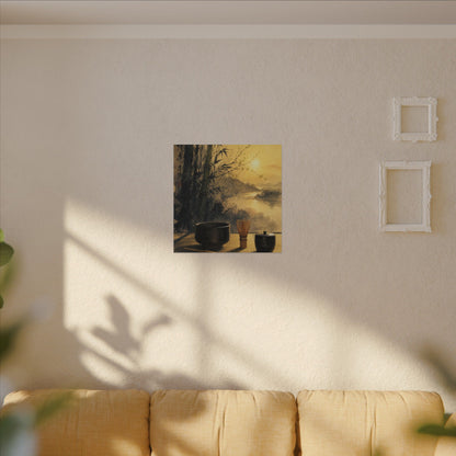 Tea Ceremony Sumi E Canvas Art | Contemplative Zen Art