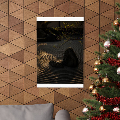 Golden Hour Rock Garden Wall Art Print - Dark Japandi Ma