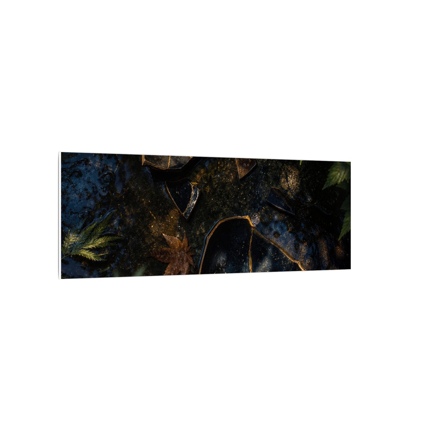 Dark Japandi Broken Pottery in Dappled | Shadow Zen Canvas Art