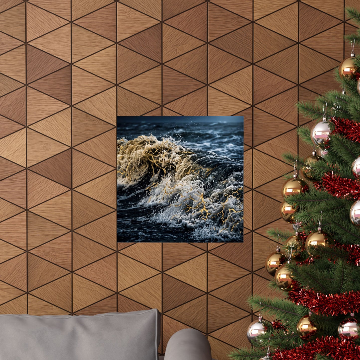 Beautiful Ocean Wave Wall Art Print - Gold Vein Kintsugi