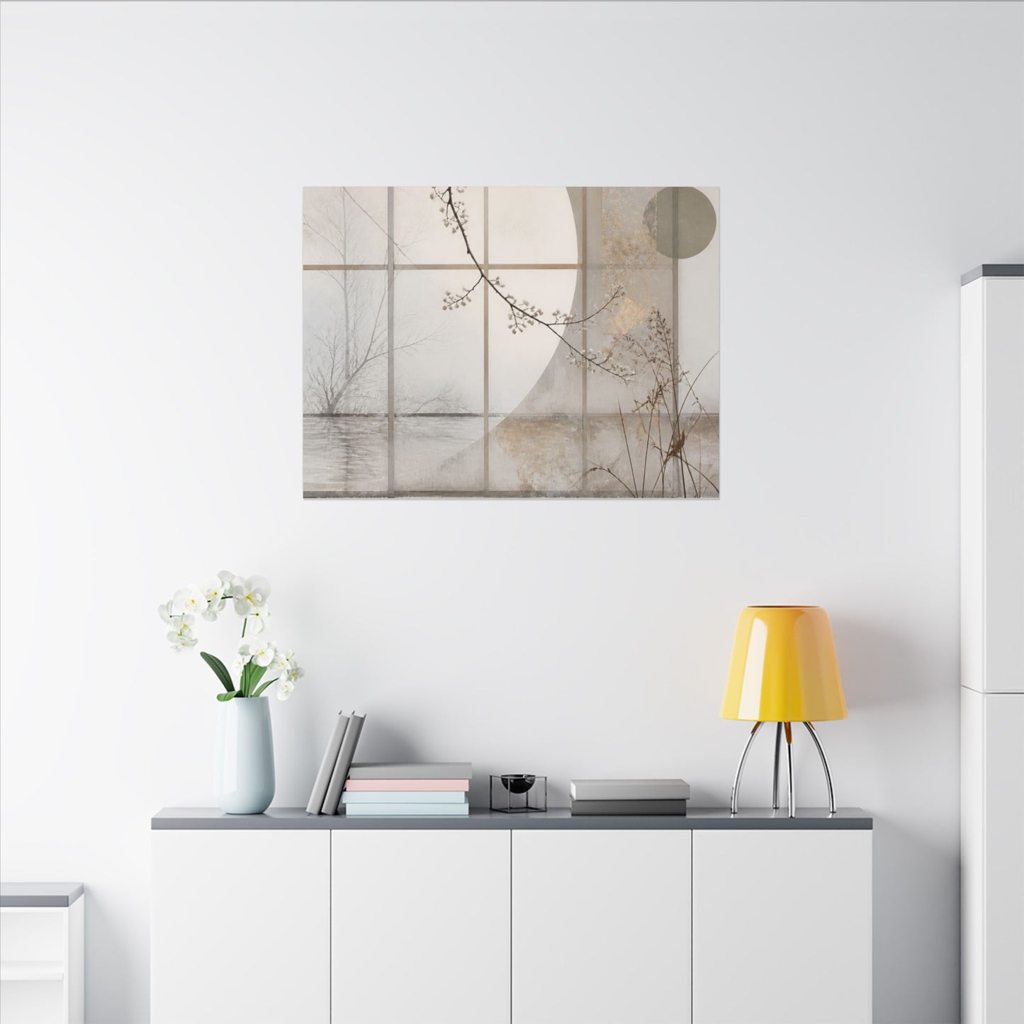 Winter Shoji Screen Japanese Pattern Canvas Art | Elegant Decor