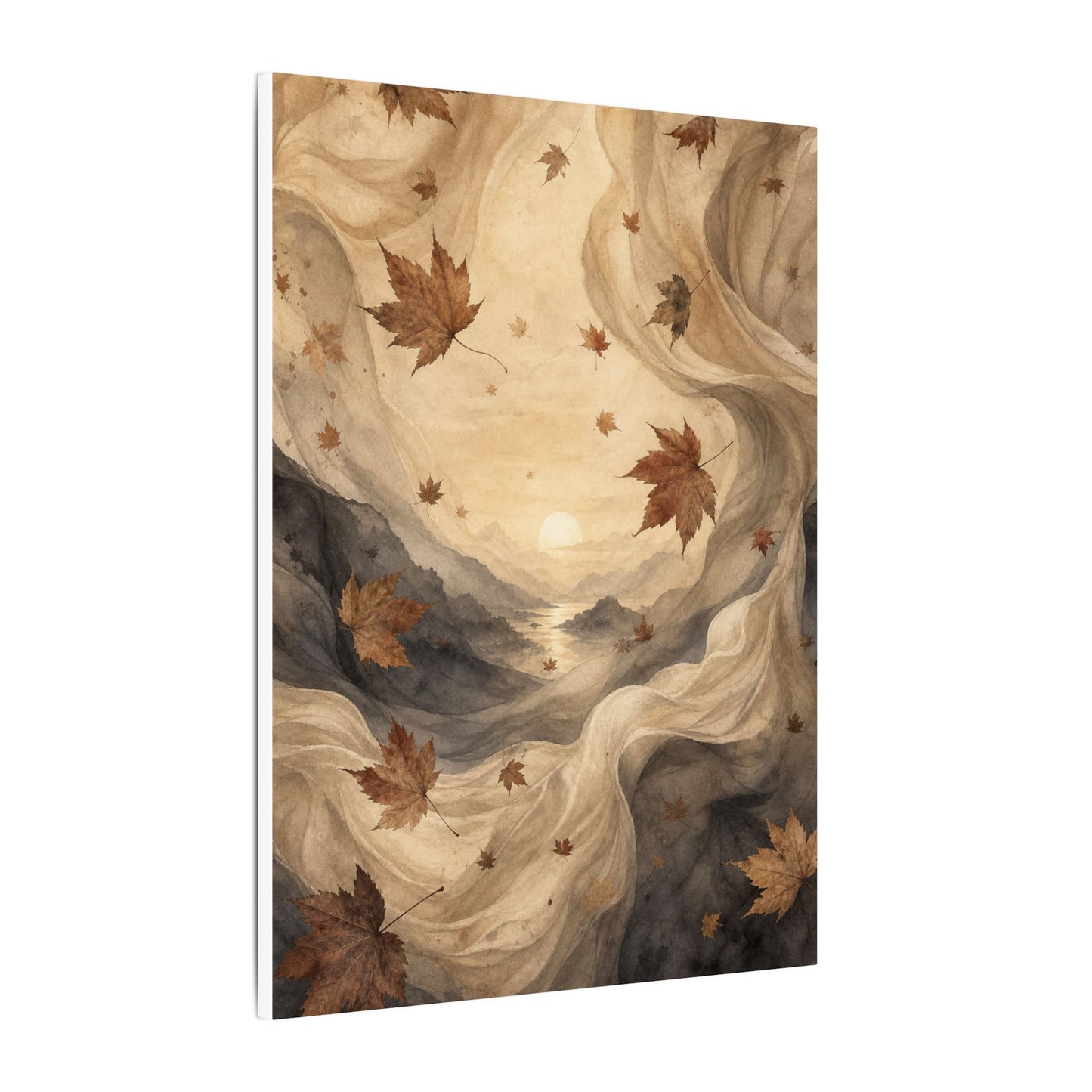 Autumn Silk Drape Watercolor Canvas Art | Earthy Decor