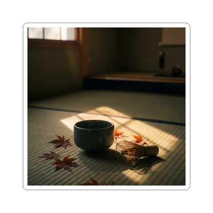Tea Ceremony Autumn Sticker | Dark Japandi Sophisticated Design Art Print