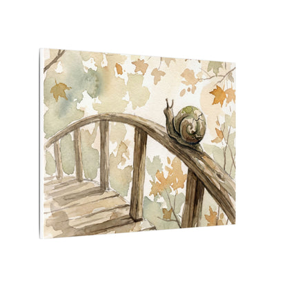 Wooden Bridge Canvas Art | Autumn Japandi Watercolor Art