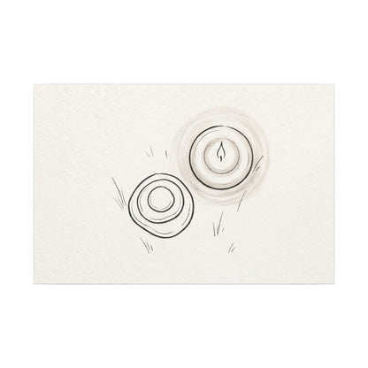 River Stones Canvas Art | Winter Japandi Minimal Line Art