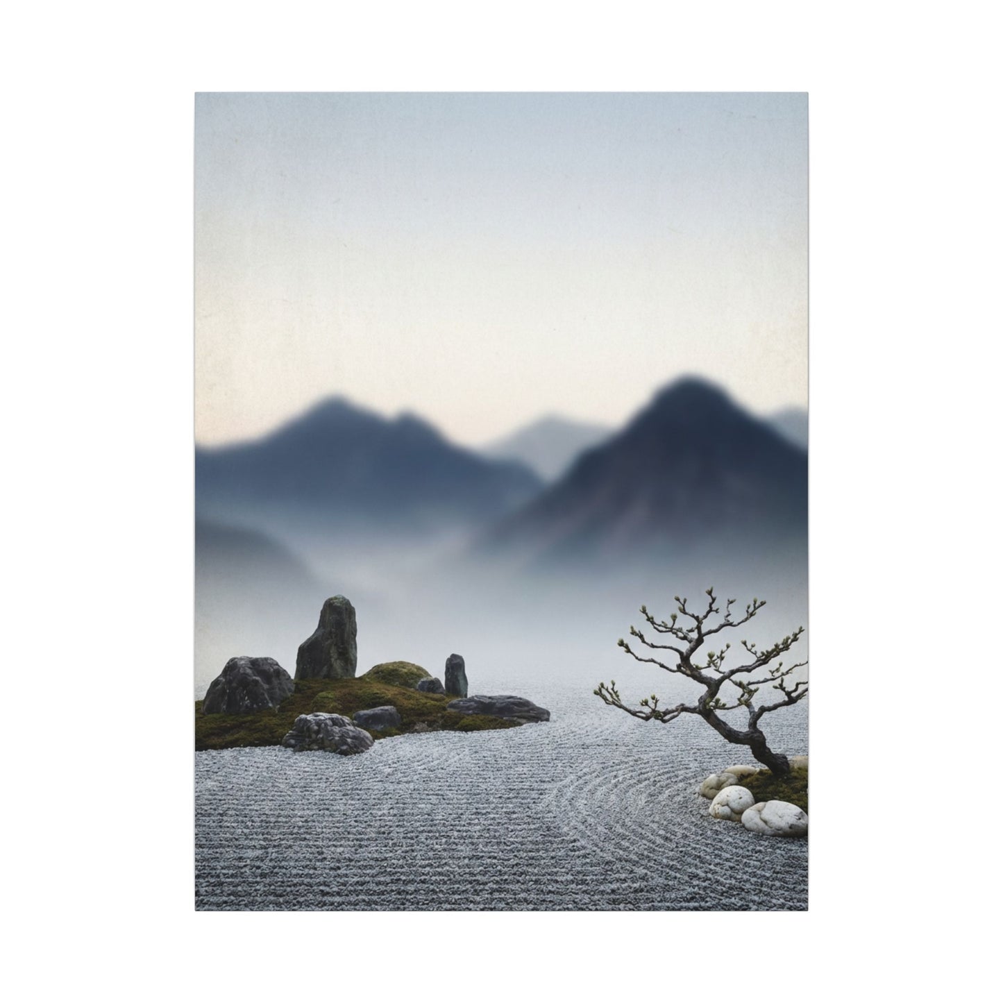 Mountain Mist Karesansui Canvas Art | Contemplative Zen Art