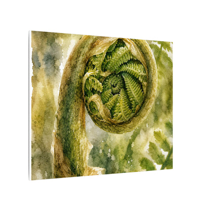 Japandi Fern Unfurling in Dappled | Watercolor Canvas Art