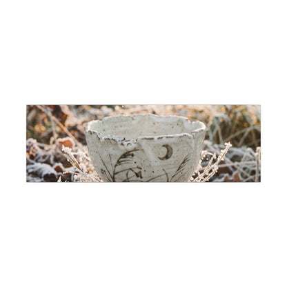 Japandi Ceramic Bowl in Golden Hour | Japanese Pattern Canvas Art