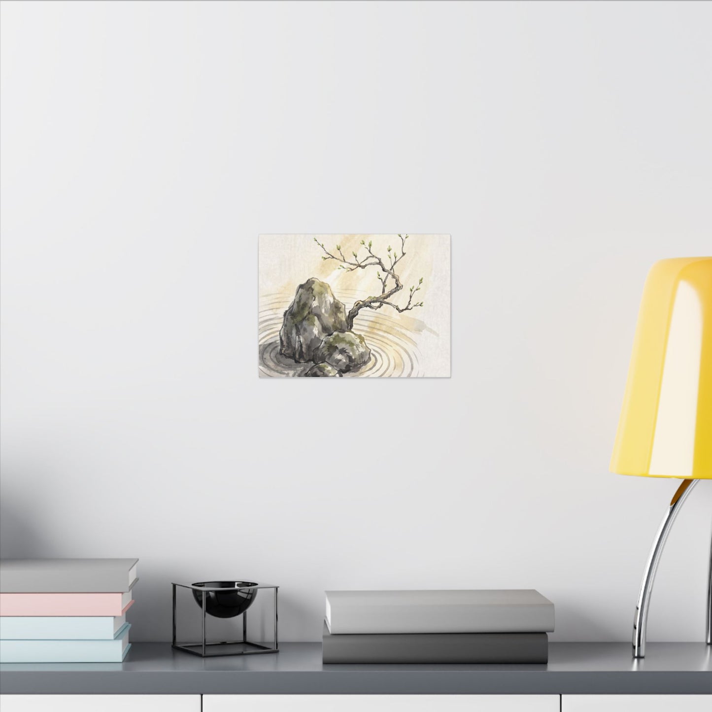 Serene Rock Garden Canvas Art - Sumi E Zen
