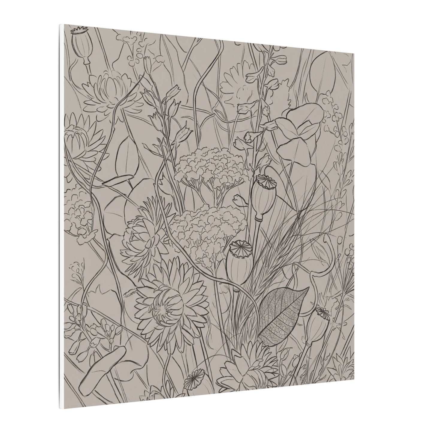 Summer Dried Flowers Minimal Line Canvas Art | Elegant Decor