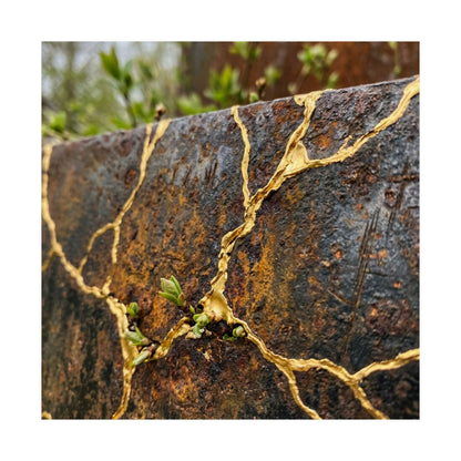 Philosophical Rust Patina Wall Art Print - Gold Repair Kintsugi