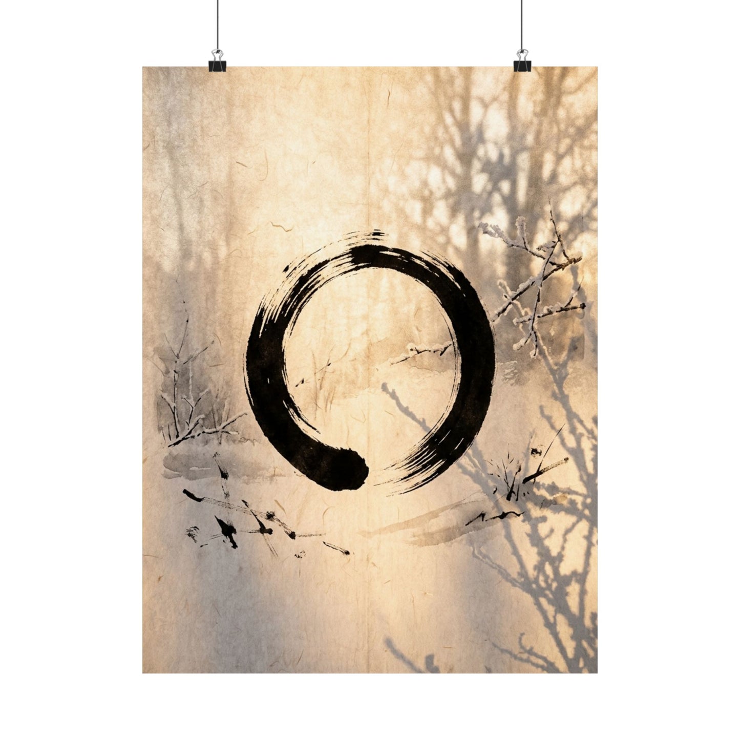 Shoji Screen Wall Art Print | Winter Zen Enso Art Art Print