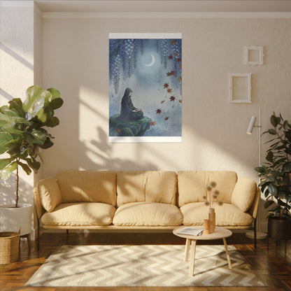 Zen Wisteria in Moonlight | Ukiyo E Inspired Canvas Art