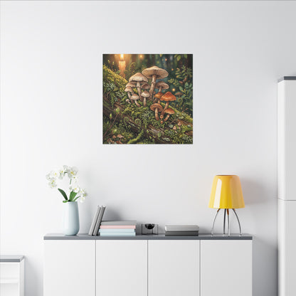 Spring Wild Mushrooms Herbarium Canvas Art | Rustic Decor