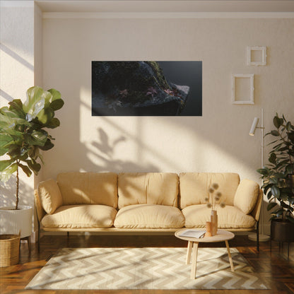 Stone Lantern Moody Minimal Canvas Art | Sophisticated Dark Japandi Art