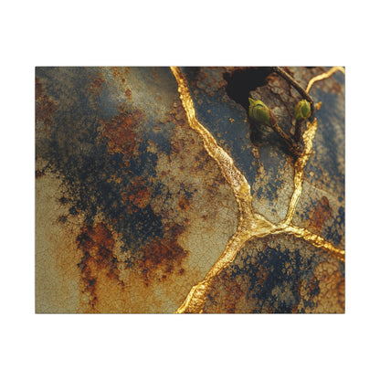 Datsuzoku Rust Patina Canvas Art - Kintsugi Crackle Gold