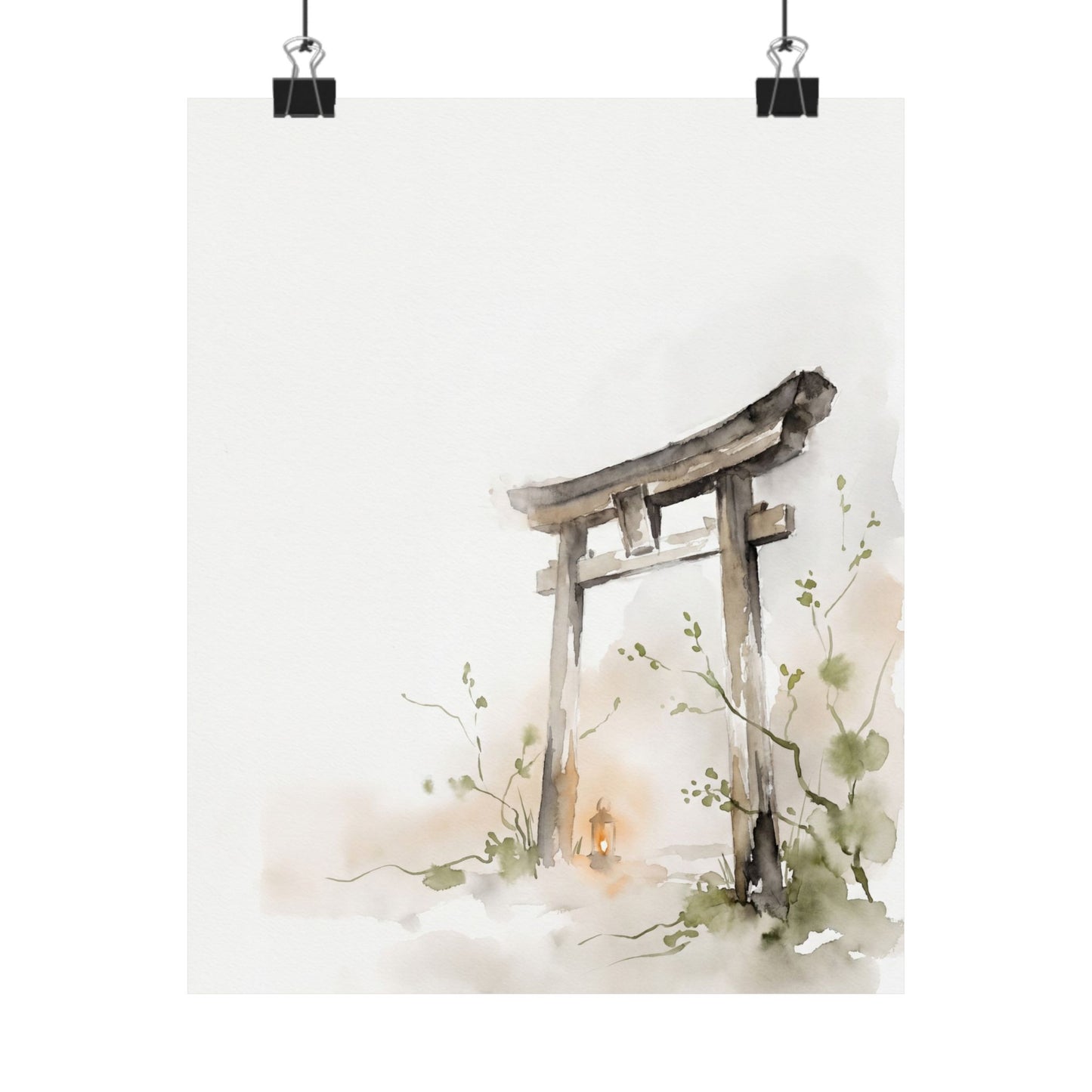 Torii Gate Spring Wall Art Print | Japandi Elegant Design