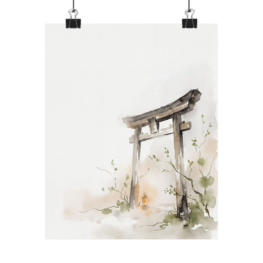 Torii Gate Spring Wall Art Print | Japandi Elegant Design